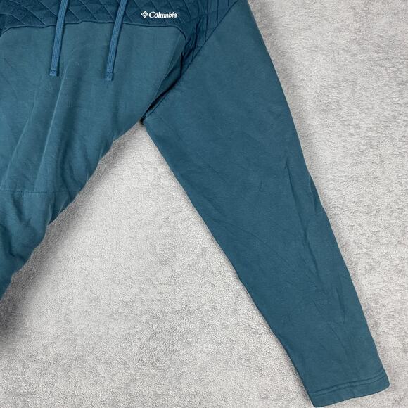 Columbia Hoodie Pullover Mens Large Blue Quilted Hood Outdoor Activewear AM5304 - Picture 5 of 16